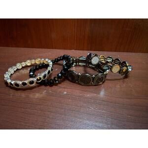 Various Black and Silver Costume Jewelry Bracelets (Set of 4)